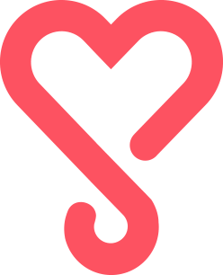 Red heart icon with a swirly tail at the bottom which resembles the letter G in Marriage Gift List