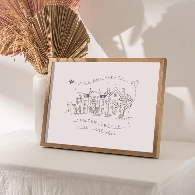 wedding venue drawing etsy