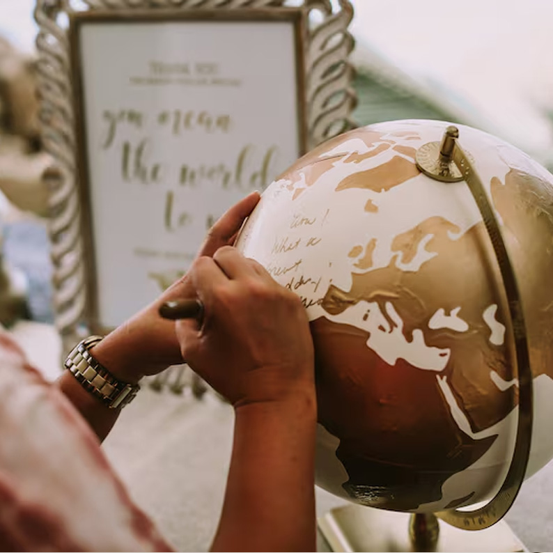 wedding guest globe signing etsy