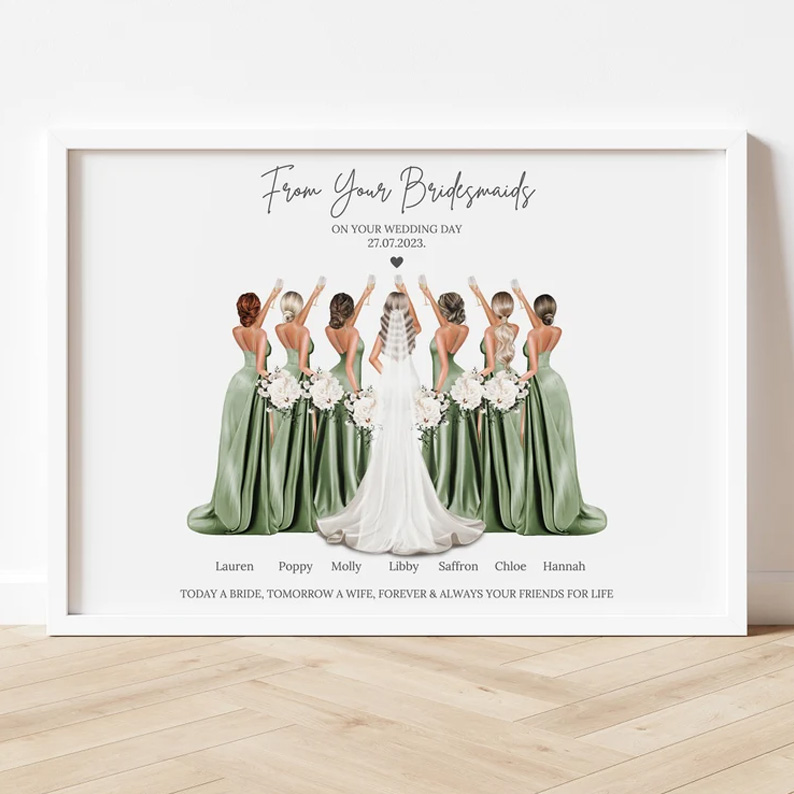 bridesmaid custom print etsy